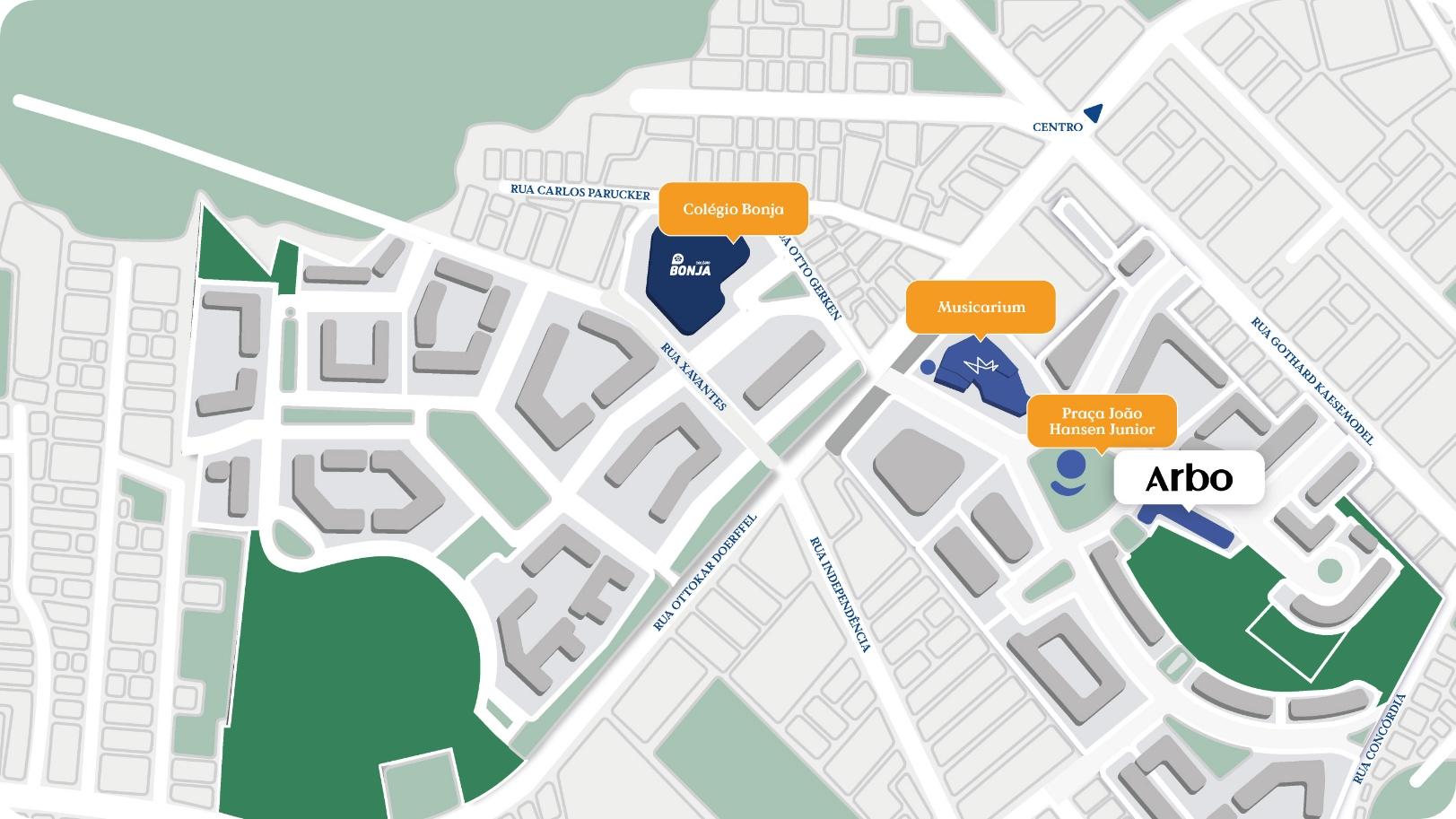 Mapa do empreendimento Arbo
